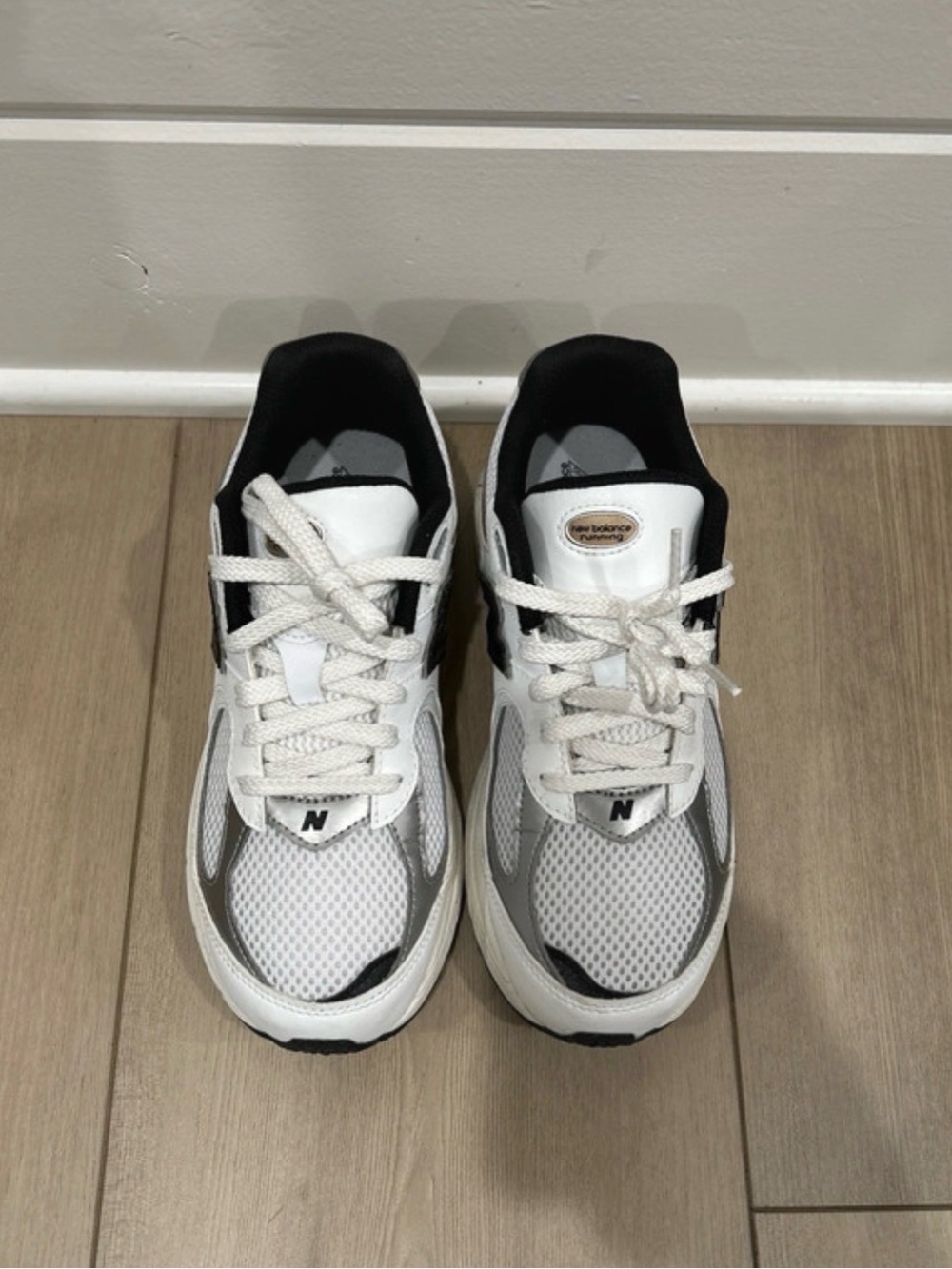 New Balance White, Gray & Black Athletic Sneakers